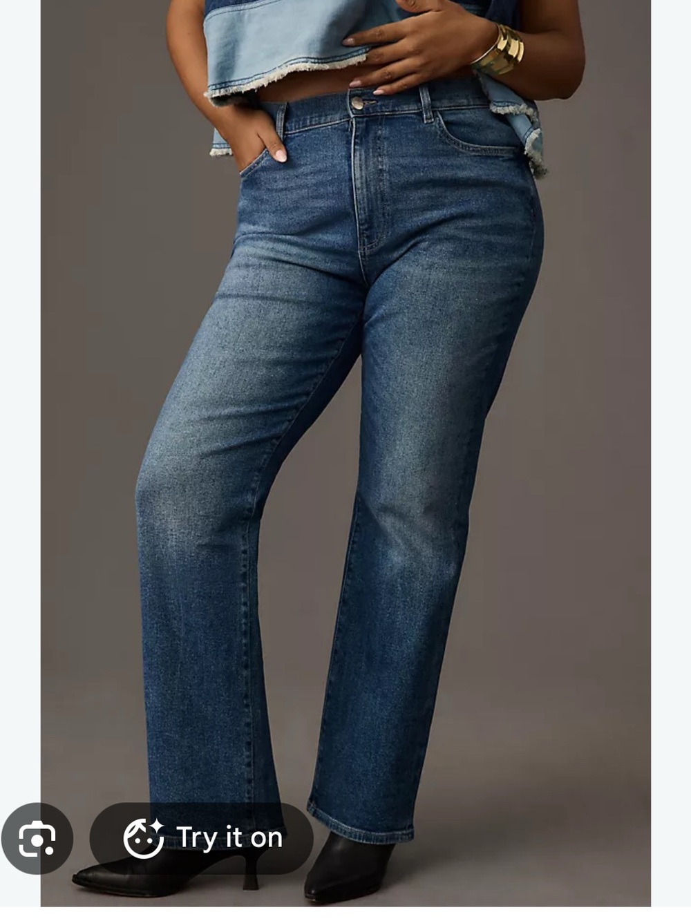 🔥🔥Warp + Weft Women’s Straight Leg Jeans — Medium Blue Wash😍😍